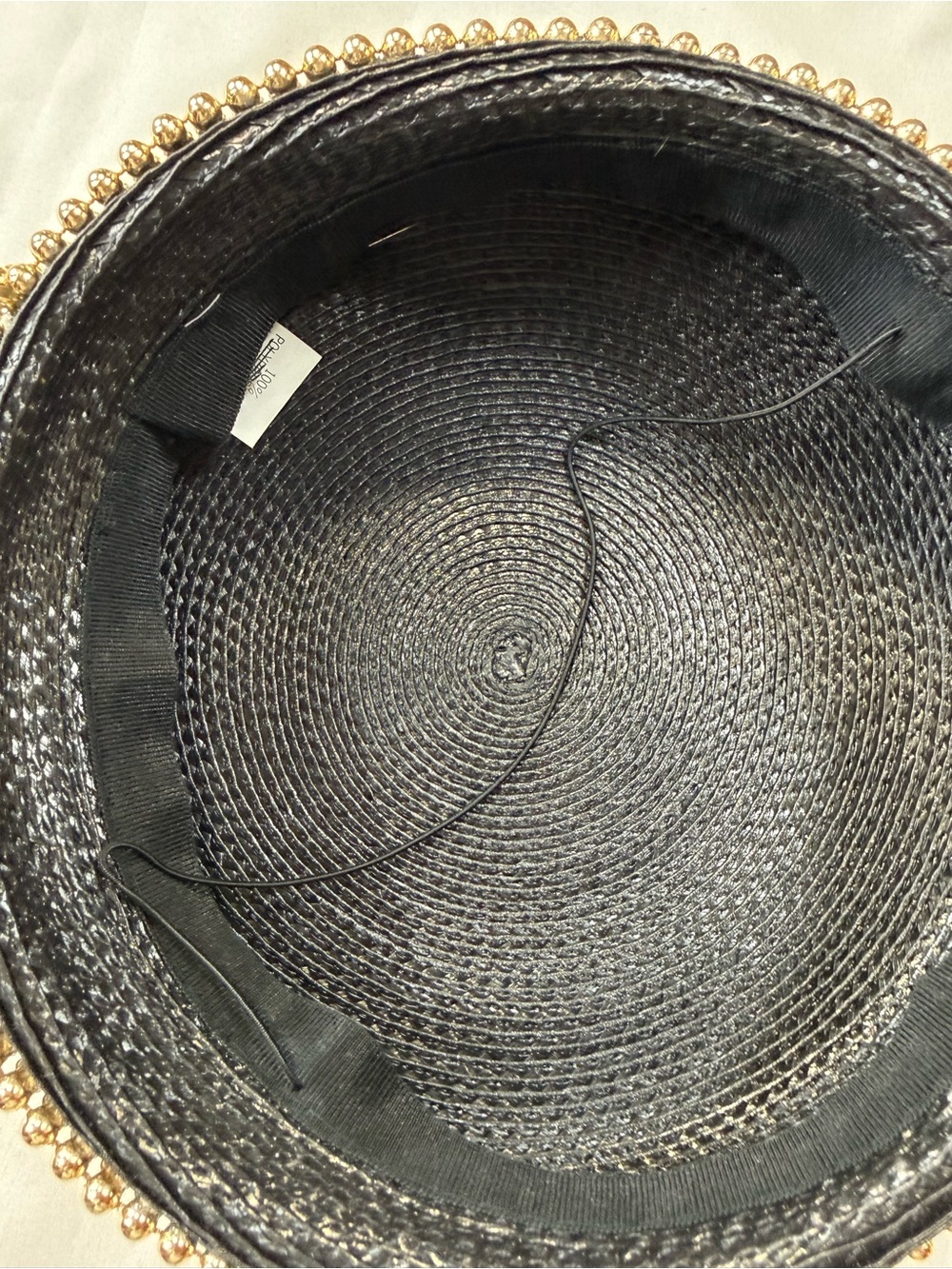 Black Church/Derby Bow Straw Circle Fascinator Hat - Picture 9 of 9